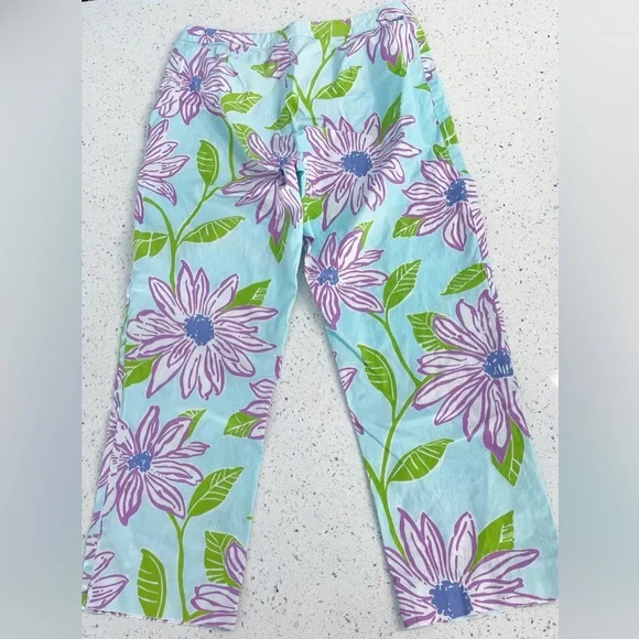 Lilly Pulitzer Floral Crop Pants Women’s 8 Cotton Straight Leg - Picture 6 of 7